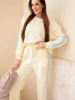 Dámský viskózový komplet masełko s lampasy žlutý
