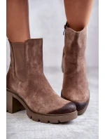 Dámské semišové boty na platformě Béžove model 21598697 - Boto