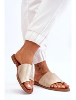 Dámské kožené žabky Světle zlatá model 21613209 - EVENTO Dámské kožené žabky Světle zlatá model 21613209 - EVENTO