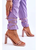 Elegantní vázané sandály s kamínky Nude Nessy Elegantní vázané sandály s kamínky Nude Nessy