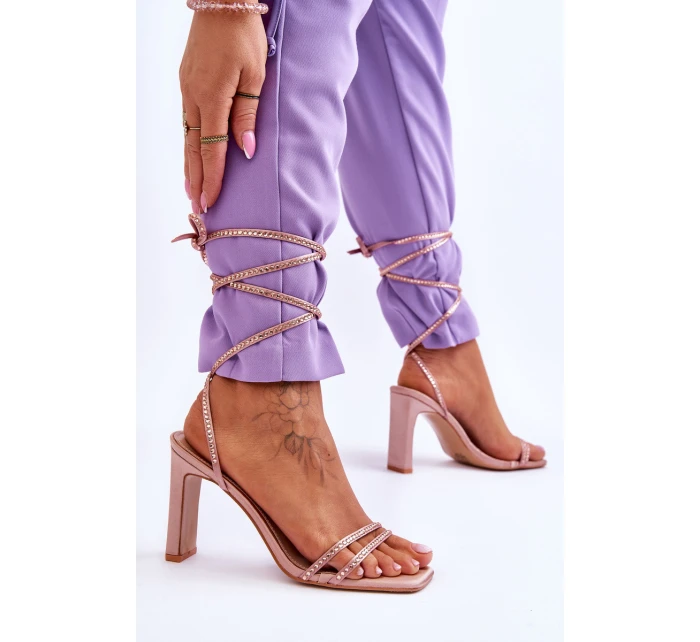 Elegantní vázané sandály s kamínky Nude Nessy Elegantní vázané sandály s kamínky Nude Nessy