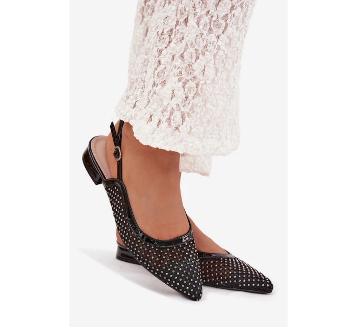 model 22032133 síťované baleríny s otevřenou patou Černé - Boto