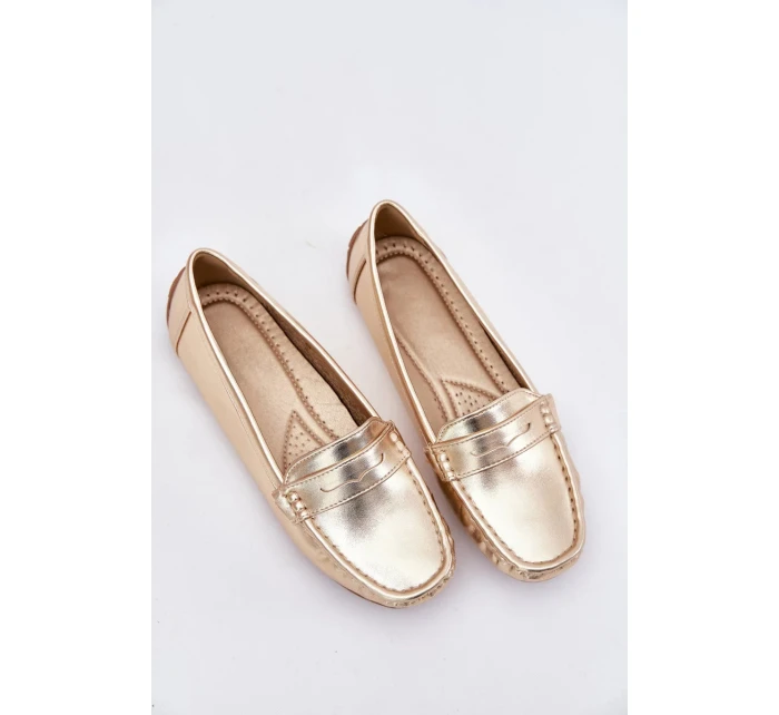 Dámské mokasíny z eko kůže model 21834423 – zlaté - Kesi