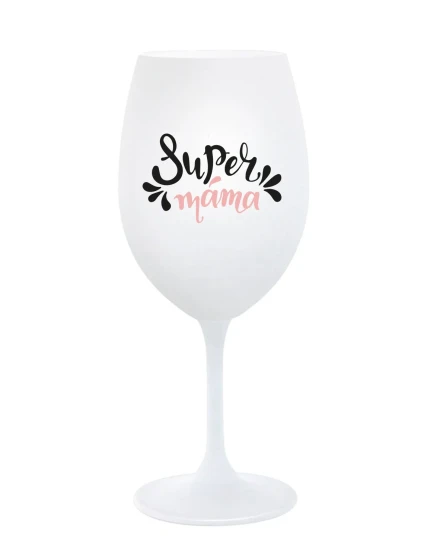 SUPER MÁMA (SPECIÁLNÍ EDICE) - bílá sklenice na víno 350 ml SUPER MÁMA (SPECIÁLNÍ EDICE) - bílá sklenice na víno 350 ml