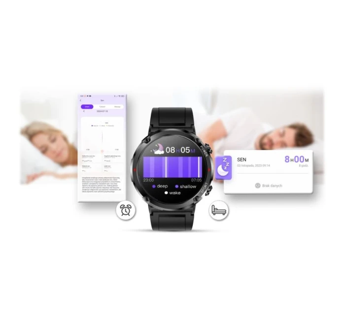 Chytré hodinky Gravity GT21-6 + červený silikonový řemínek