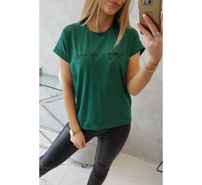 Nakupování je moje kardio tmavě zelená halenka