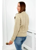 Svetr model 18966168 přes hlavu světle béžová - K-Fashion