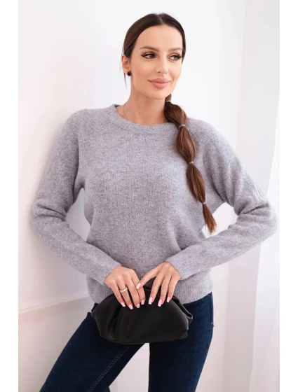 Dámský svetr z baby alpaky s dlouhým rukávem světle šedý Dámský svetr z baby alpaky s dlouhým rukávem světle šedý