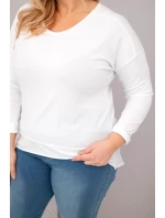 Dámská blůza Plus Size s V výstřihem a delší zadní částí bílá