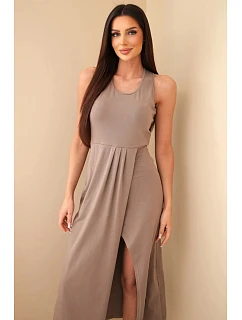 Dámské bavlněné midi šaty bez rukávů s nařasením fango