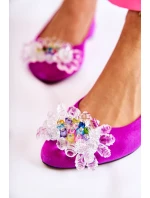 Semišové balerínky na  s zdobením tmavě růžovým Elena model 21589842 - Boto