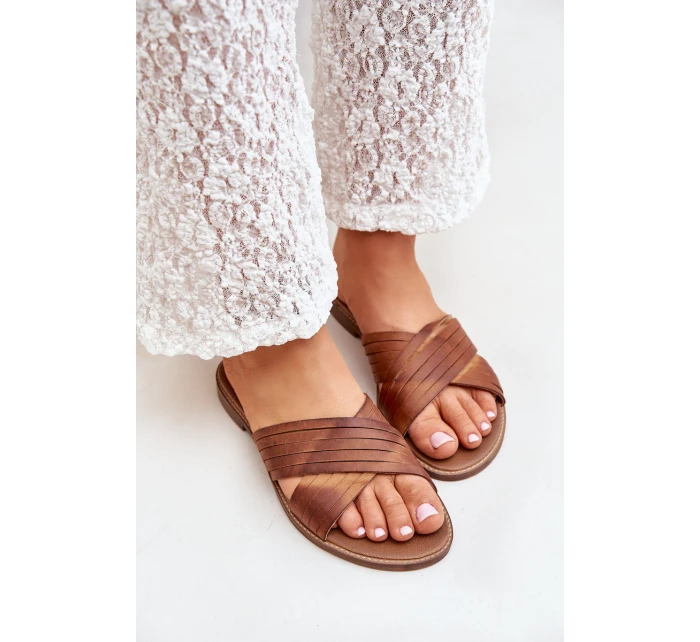 Kožené Dámské Pantofle Lewski Shoes model 21682352 Camel - Boto Kožené Dámské Pantofle Lewski Shoes model 21682352 Camel - Boto