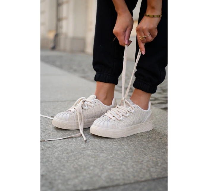 Dámské tenisky se zdobením na platformě béžové Eanneth Dámské tenisky se zdobením na platformě béžové Eanneth