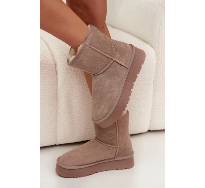 Dámské sněhule z přírodního semiše na platformě béžové model 21709747 - Boto Dámské sněhule z přírodního semiše na platformě béžové model 21709747 - Boto