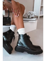 Dámské zateplené kotníkové boty na platformě s šněrováním Černé model 21935154 - Boto