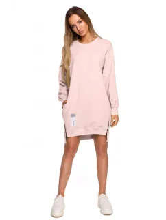 Svetrová tunika se zipy  růžová model 18004125 - Moe