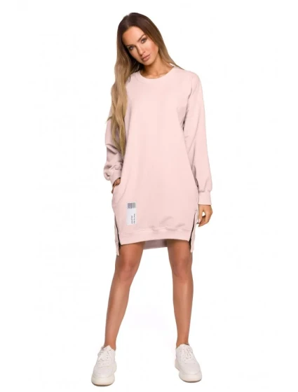 M676 Svetr tunika se zipy - candy pink M676 Svetr tunika se zipy - candy pink