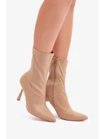 Materiálové Kotníkové Boty Na Jehlovém Podpatku Tmavě Béžové Amune Materiálové Kotníkové Boty Na Jehlovém Podpatku Tmavě Béžové Amune