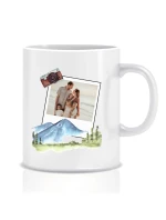 Personalizovaný klasický bílý keramický hrníček 300 ml s polaroidem z dovolené