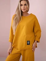 Bavlněná mikina kalhoty set 29715 hořčice - Kesi