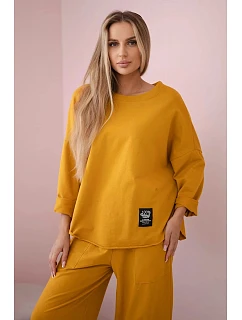 Bavlněná mikina kalhoty set 29715 hořčice - Kesi