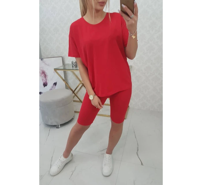 Souprava top+legíny červená