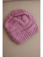 Dámská zimní čepice s klasickým žebrovaným vzorem K439 světle fialová