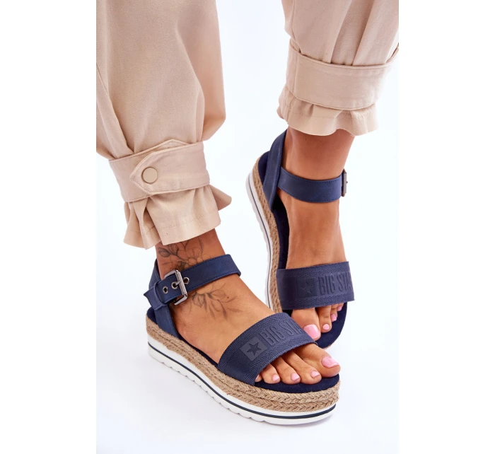 Dámské pohodlné sandály na platformě Big Star LL274869 námořnická modrá