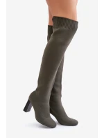 Se Po Kolena Na Podpatku Tmavě Zelené model 21679772 - Boto