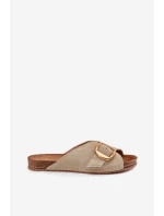 Kožené Pantofle Se Zlatou  Pistácie model 21702507 - Maciejka