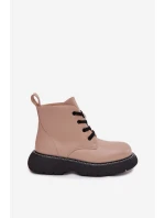Zateplené dámské kotníkové boty na platformě s šněrováním tmavě béžové Harmine Zateplené dámské kotníkové boty na platformě s šněrováním tmavě béžové Harmine