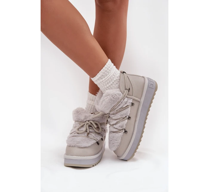 Nízké sněhule na platformě s kožešinkou D.Franklin DFSH370011 světle šedé
