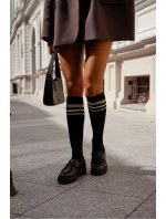 Dámské podkolenky s pruhy a pásky černé