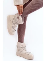 Dámské boty do sněhu na platformě se šněrováním v béžové barvě Dámské boty do sněhu na platformě se šněrováním v béžové barvě