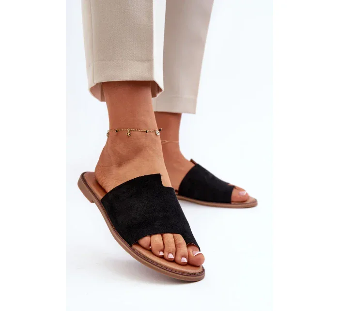 Dámské černé amite semišové pantofle Dámské černé amite semišové pantofle