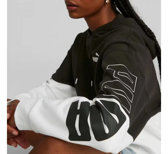 Dámská mikina s kapucí 676023 01 Černá s bílou - Puma