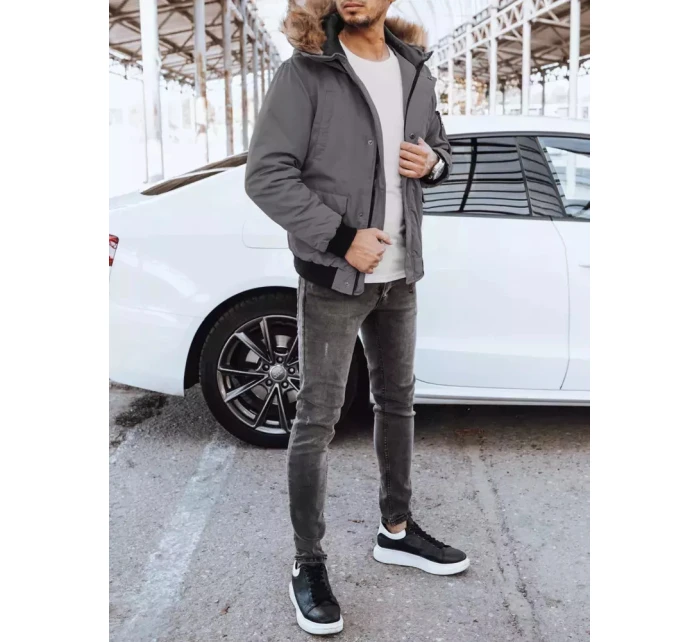 FashionStreet tmavě šedá pánská zimní bunda TX4306