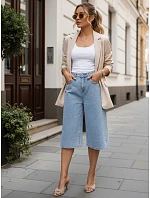 Dámské džínové šortky široké bermudy světle modré FashionStreet SY0547 Dámské džínové šortky široké bermudy světle modré FashionStreet SY0547