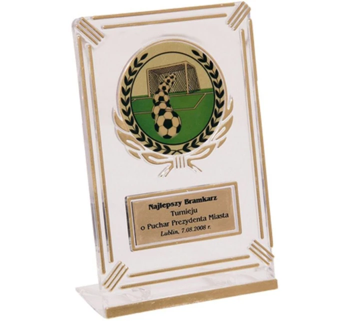 Plastová trofej - transparentní zlatá s prostorem pro 50mm vložku a plaketu o rozměrech 50 mmX20 mm T-M Plastová trofej - transparentní zlatá s prostorem pro 50mm vložku a plaketu o rozměrech 50 mmX20 mm T-M