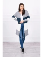 Šedý + tmavý džínový pruhovaný svetr Šedý + tmavý džínový pruhovaný svetr