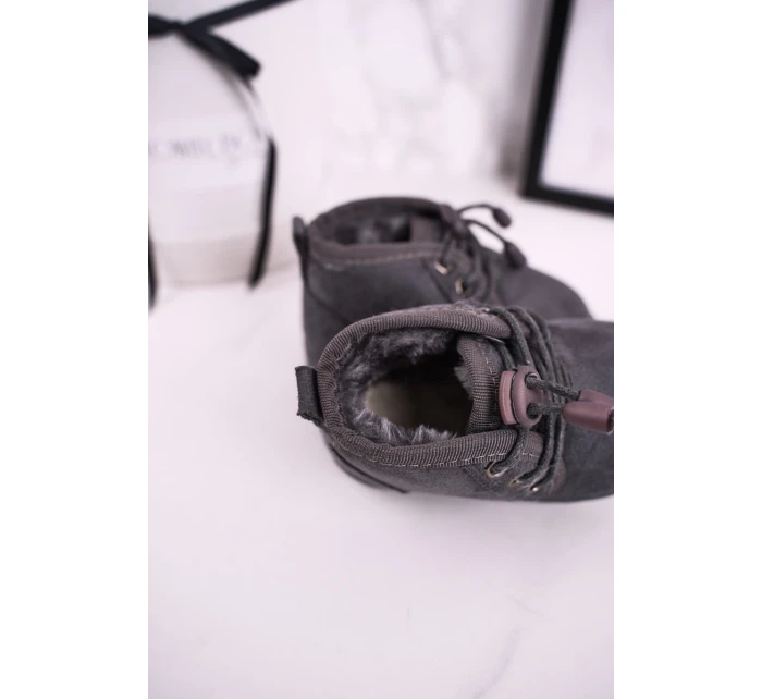 Dívčí šněrovací Sněhové Boty S Kožešinou Šedé model 21545073 - Boto