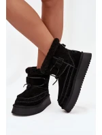 Semišové zimní boty pro ženy s ozdobnými Big Star Černé model 21708683 - Big Star Shoes