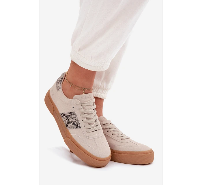 Dámské tenisky s vložkami z kůže Big Star šedé model 22040018 - Big Star Shoes