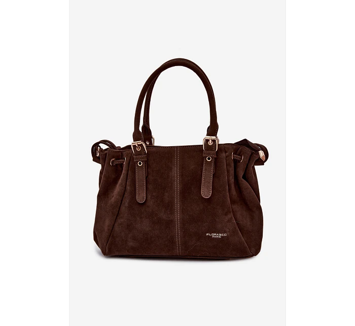 Kožená kabelka z ekologického semiše čokoládová Vessia