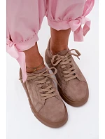 Kožené semišové dámské tenisky na platformě Tmavě béžové Danida