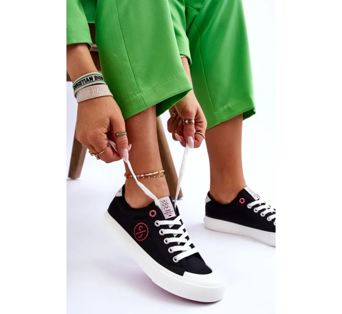 Dámské Cross Jeans Fabric Sneakers LL2R4044 Černé Dámské Cross Jeans Fabric Sneakers LL2R4044 Černé