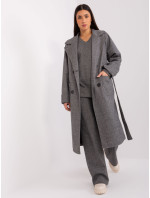 Tmavě šedý dlouhý kabát s kapsami