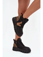 Dámské kotníkové boty na platformě z pravé kůže Vinceza – černé