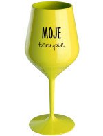 MOJE TERAPIE - žlutá nerozbitná sklenice na víno 470 ml