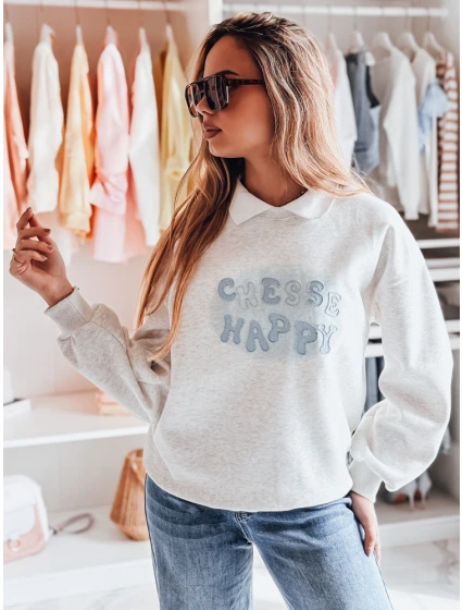 Dámská oversize mikina s potiskem HAPIRES šedá FashionStreet BY1485